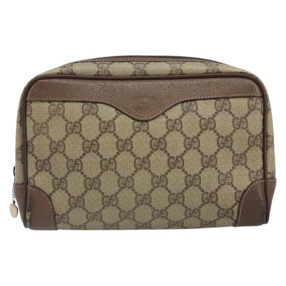 GUCCI GG Supreme Clutch Bag PVC Beige Auth hk3292 - Picture 13 of 16